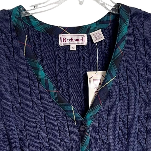 Bechamel Sweater Vest L • Preppy Plaid‎ Trim Y2K NWT - Picture 3 of 7